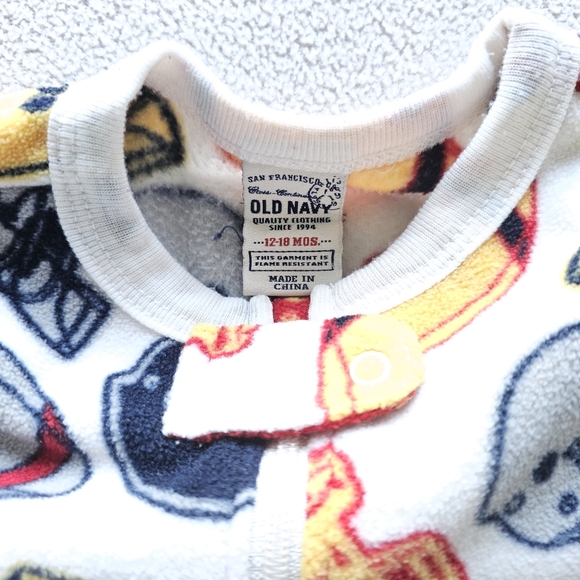 Old Navy (Baby) | Football Print Fleece Pajama Onesie - Picture 6 of 6